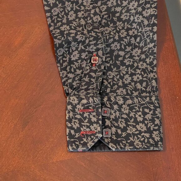 Bobois Collection Mens Slim-Fit  Button-Up Shirt S Black & White - Picture 6 of 11